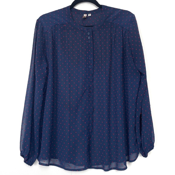 Kut From The Kloth Blue & Red Polka Dot Top - Picture 1 of 4